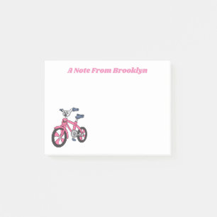 Post-it® Cute pink kids bicycle cartoon illustration