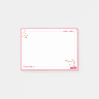Post-it® Cute Pink Skateboard Goose Heart Polka Dot 