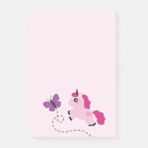 Post-it® Cute Pink Unicorn avec un Papillon