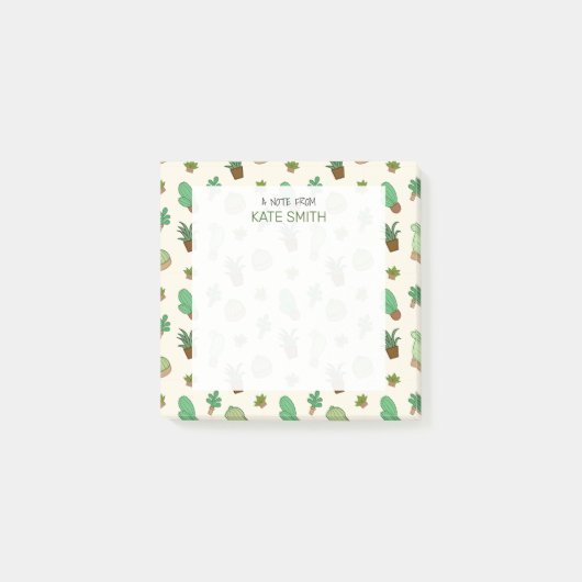 Post-it® Cute Pots illustrés de succulents et de cactus (Devant)