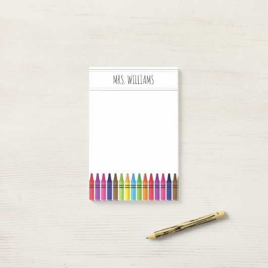 Post-it® Cute Rainbow Crayons Élémentaire Enseignant (Sur un bureau)