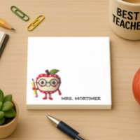 Cute Red Apple Holding Yellow Pencil Enseignant 3 