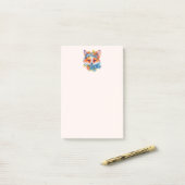 Post-it® Cute Renard orange avec Couronne florale (Sur un bureau)