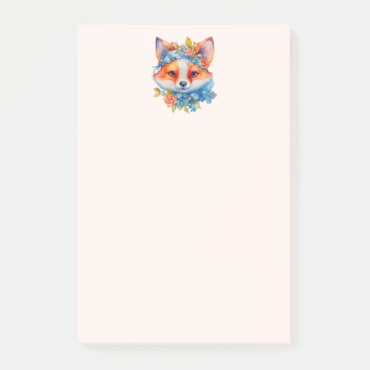Post-it® Cute Renard orange avec Couronne florale (Devant)