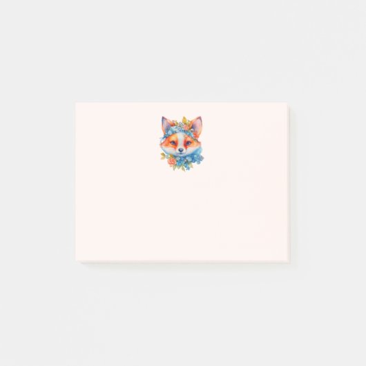 Post-it® Cute Renard orange avec Couronne florale (Devant)