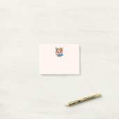Post-it® Cute Renard orange avec Couronne florale (Sur un bureau)