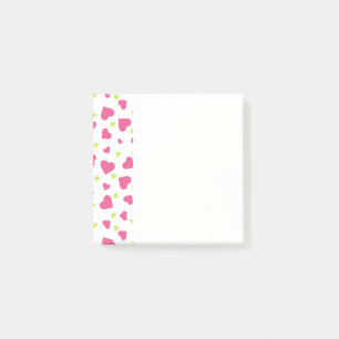 Post-it® Cute rose et vert Tumbling Hearts Motif