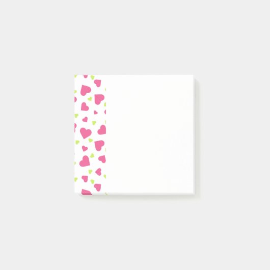 Post-it® Cute rose et vert Tumbling Hearts Motif (Devant)