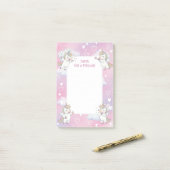 Post-it® Cute rose Unicorne Personnalisé Mitzvah (Sur un bureau)