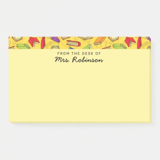 Post-it® Cute School Books Teacher Desk Jaune 10 x 6 (Devant)