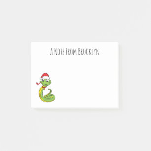 Post-it® Cute serpent vert avec chapeau santa dessin animé