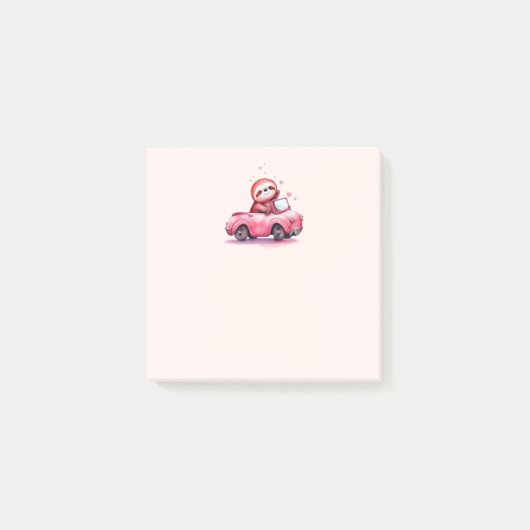 Post-it® Cute Sloth Driving a Pink Convertible (Devant)