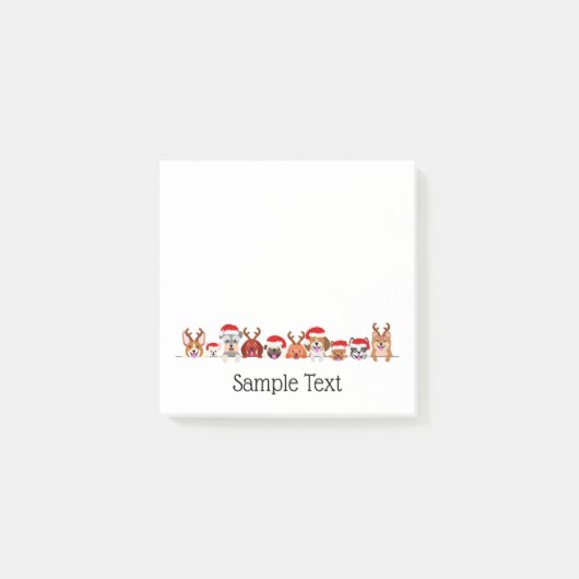 Post-it® cute small dogs in Santa hats and antlers  (Devant)