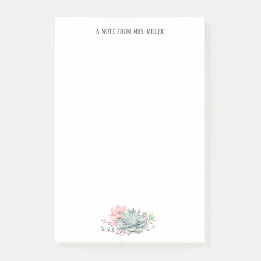 Post-it® Cute Succulents Enseignant personnalisé (Devant)