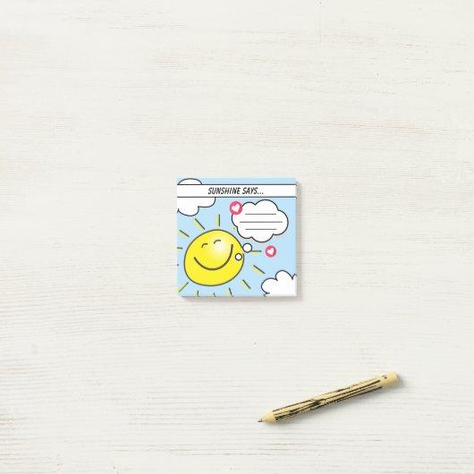Post-it® Cute Sunshine dit Remplissez les espaces vides pou (Sur un bureau)