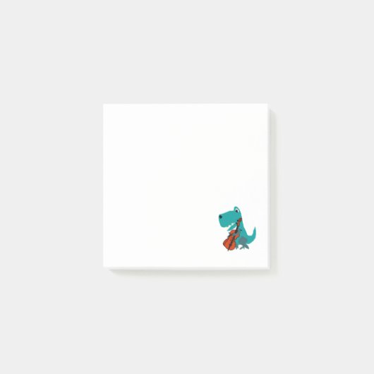 Post-it® Cute T-rex Dinosaur Playing Cello Music (Devant)