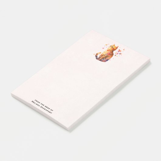 Post-it® Cute Tabby Chat avec Coeurs (Incliné)