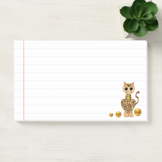 Post-it® Cute Tiger Chat & Dots Or (Bureau)