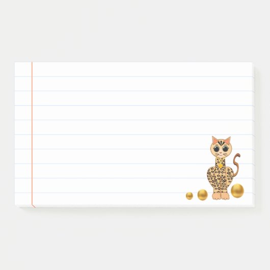 Post-it® Cute Tiger Chat & Dots Or (Devant)