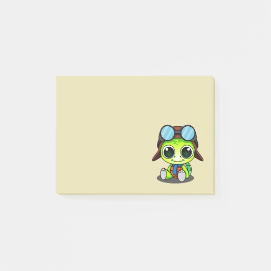 Post-it® Cute tortue caricaturale en Aviator Casquette (Devant)