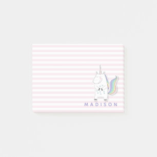 Post-it® Cute Unicorn - Personnalisé Rose Striped Kids
