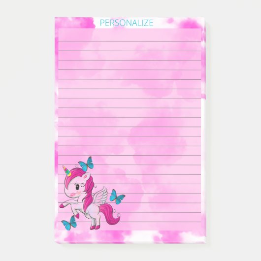 Post-it® Cute Unicorn Roses Nuages Linked Rose Post Il Note (Devant)