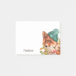 Post-it® Cute Watercolor Fox Fall Nature Nom personnalisé