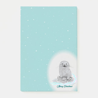 Post-it® Cute White Baby Sea Otter , Merry Christmas