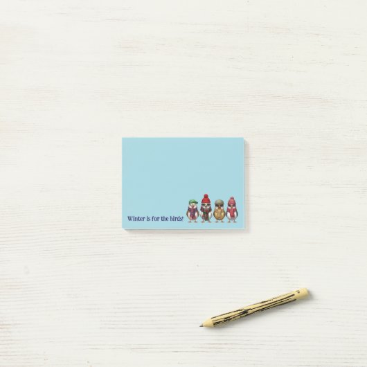 Post-it® Cute Winter Post It Notes | Winter Birds (Sur un bureau)