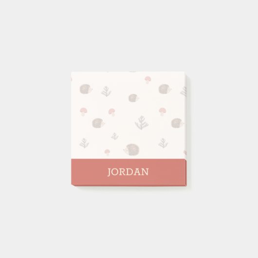 Post-it® Cute Woodland Hérisson et Motif de champignons (Devant)