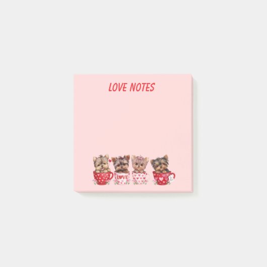 Post-it® Cute Yorkie Teacup Valentine’s Day Notes (Devant)