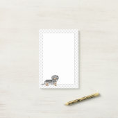 Post-it® Dachshund à poil long noir et feu panaché & pattes (Sur un bureau)
