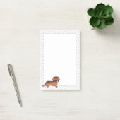 Post-it® Dachshund de dessin animé à poil long rouge sablé (Bureau)