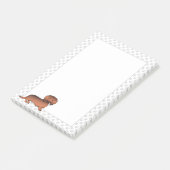 Post-it® Dachshund de dessin animé à poil long rouge sablé (Incliné)