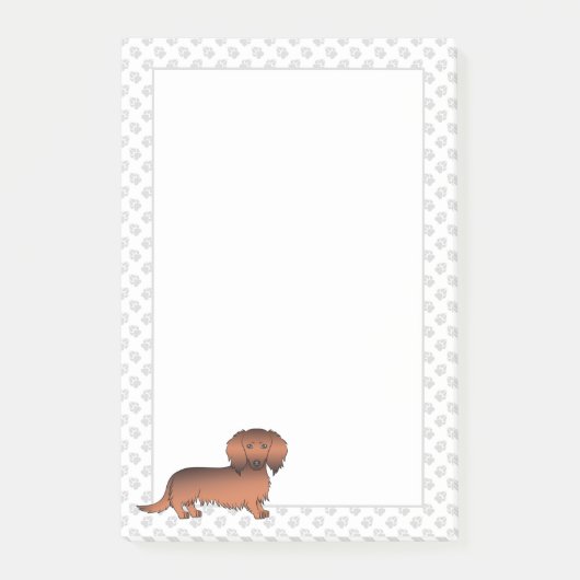 Post-it® Dachshund de dessin animé à poil long rouge sablé (Devant)