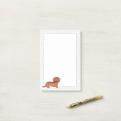 Post-it® Dachshund de dessin animé mignon aux longs cheveux (Sur un bureau)