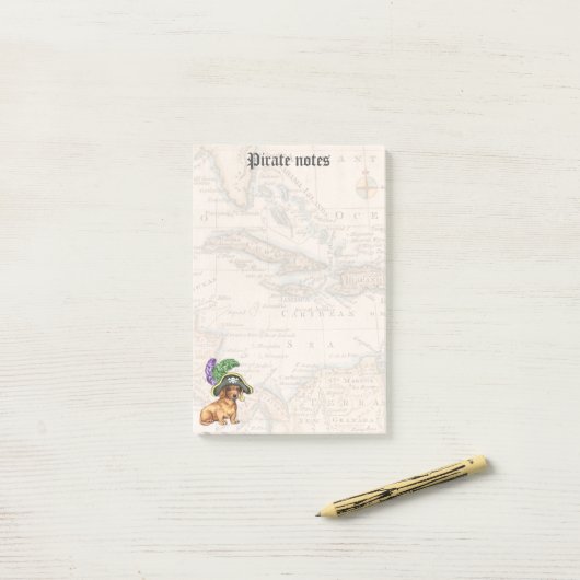 Post-it® Dachshund Pirate (Sur un bureau)