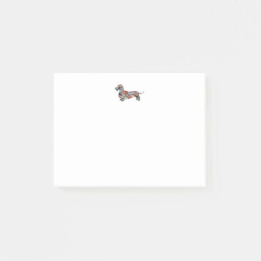 Post-it® Dachshund Revêtu Géo Silhouette Plaid (Devant)