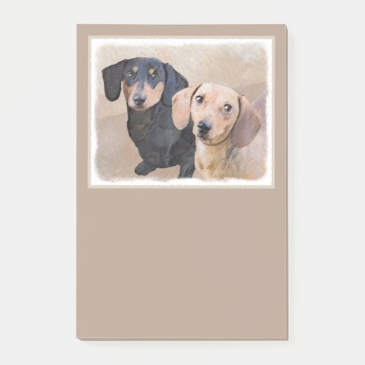 Post-it® Dachshund (Smooth) Peinture - Art Chien original (Devant)