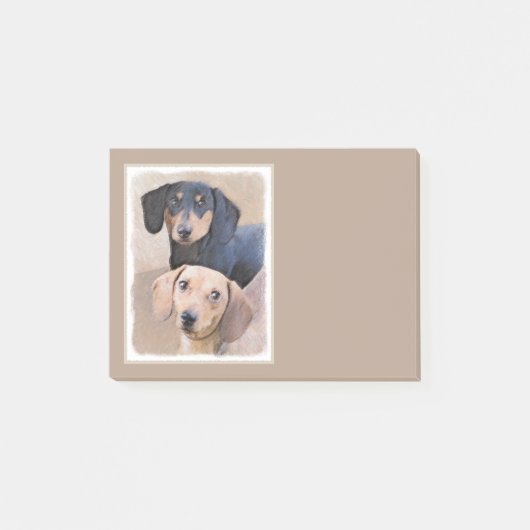 Post-it® Dachshund (Smooth) Peinture - Art Chien original (Devant)