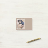 Post-it® Dachshund (Smooth) Peinture - Art Chien original (Sur un bureau)