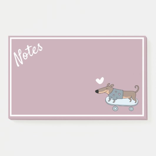 Post-it® Dachshund sur Skateboard Post-It Notes (Devant)