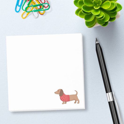 Post-it® Dachshund Wiener Chien Douille Rouge Plaid