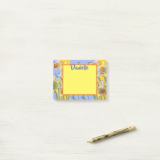 Post-it® Daffodique Aquarelle Art Femmes Nom Post It Notes (Sur un bureau)