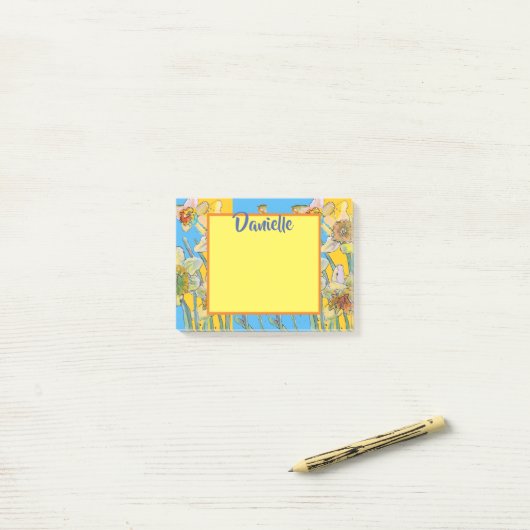 Post-it® Daffodique Aquarelle Art Femmes Nom Post It Notes (Sur un bureau)