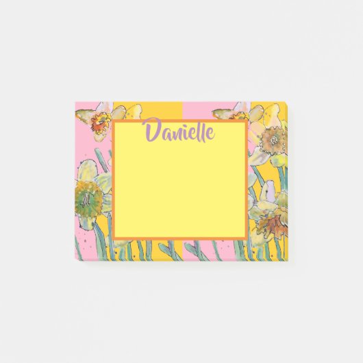 Post-it® Daffodique Aquarelle Art Femmes Nom Post It Notes (Devant)