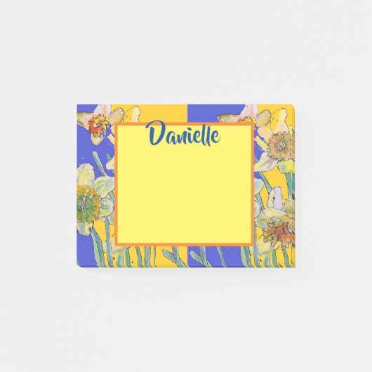 Post-it® Daffodique Aquarelle Art Femmes Nom Post It Notes (Devant)