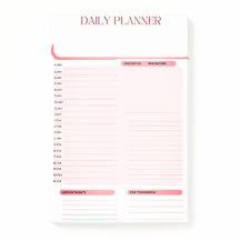 Daily Planner Post it note Pad