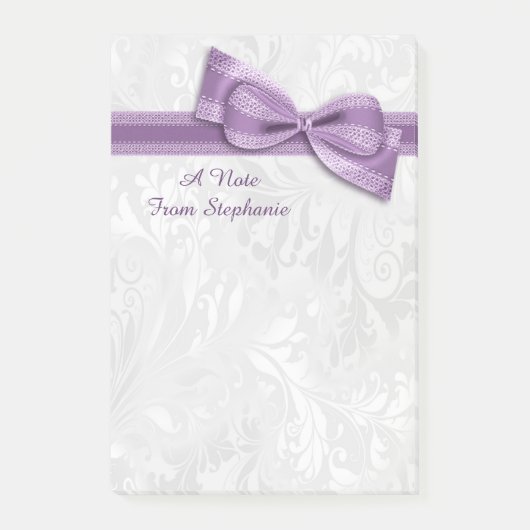 Post-it® Damas blanc et nœud faux violet (Devant)