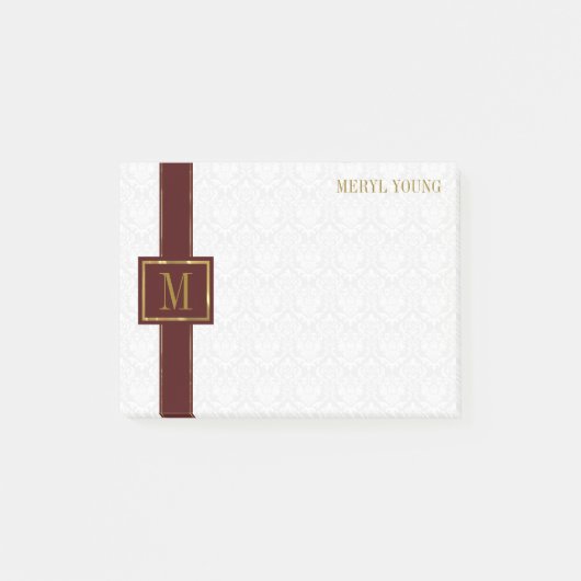 Post-it® Damas blanc monogramme (Devant)